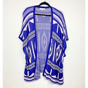 Umgee Cobalt Blue Sweater Women's Size S/M Cape Southwestern Boho Open Kimono